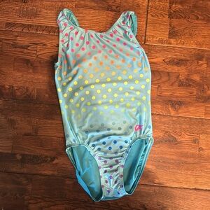 Girls teal and polka dot leotard